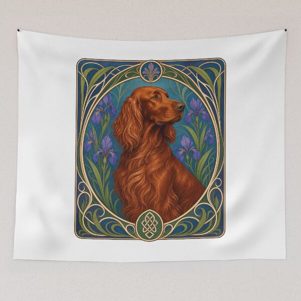 Item preview, Irish Setter Dog Art Nouveau Floral Vintage designed and sold by AntiqueImages.