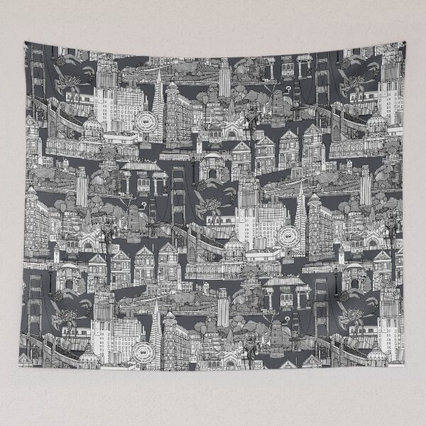 Item preview, San Francisco toile black iron gray designed and sold by scrummy.