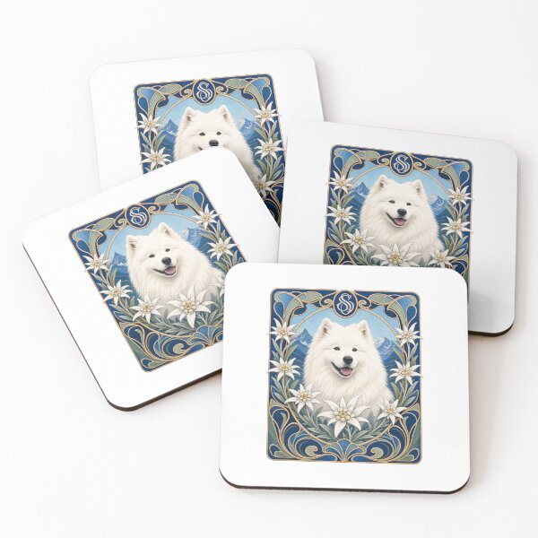 Item preview, Sammy Dog Art Nouveau Edelweiss Floral Vintage designed and sold by AntiqueImages.