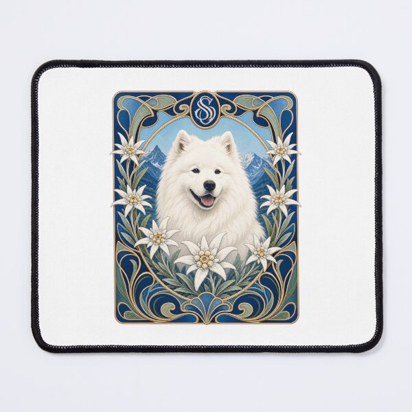 Item preview, Sammy Dog Art Nouveau Edelweiss Floral Vintage designed and sold by AntiqueImages.