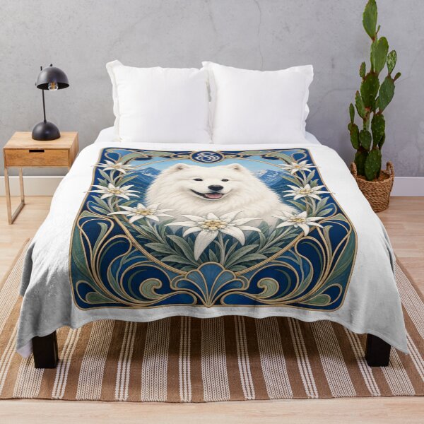 Item preview, Sammy Dog Art Nouveau Edelweiss Floral Vintage designed and sold by AntiqueImages.