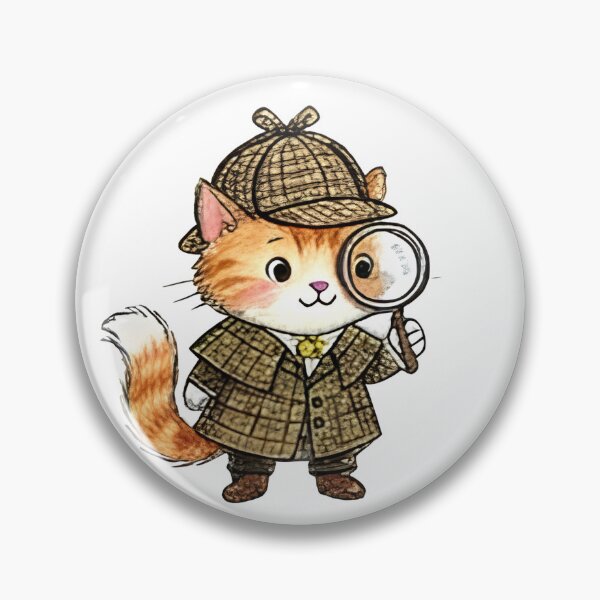 Item preview, Cute Detective Cat Sherlock Holmes Kitten with Magnifying Glass designed and sold by TaiwanMemory.