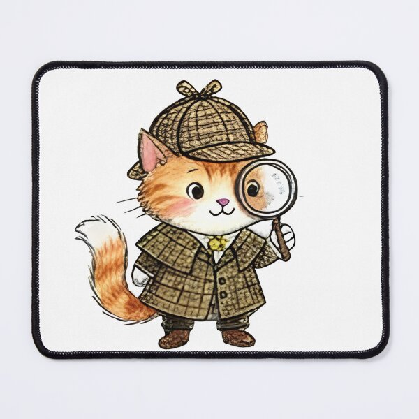 Item preview, Cute Detective Cat Sherlock Holmes Kitten with Magnifying Glass designed and sold by TaiwanMemory.