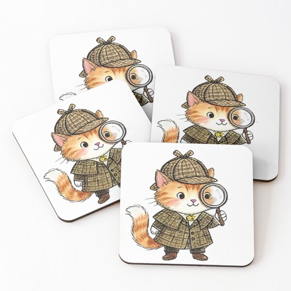 Item preview, Cute Detective Cat Sherlock Holmes Kitten with Magnifying Glass designed and sold by TaiwanMemory.
