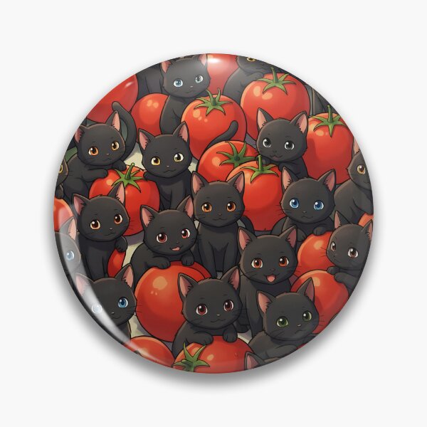 Item preview, Black Kittens and Tomatoes – Cute Cat Pattern Aesthetic  designed and sold by EmeraldeaArt.