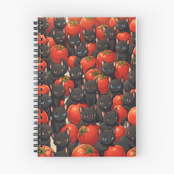 Item preview, Black Kittens and Tomatoes – Cute Cat Pattern Aesthetic  designed and sold by EmeraldeaArt.
