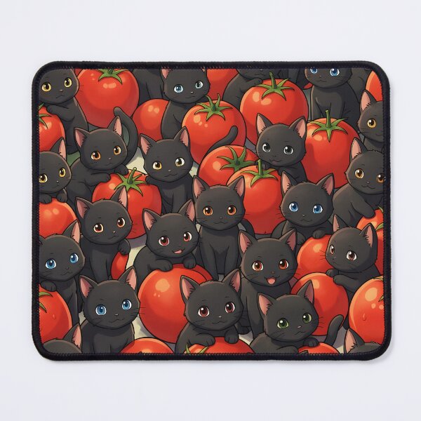 Item preview, Black Kittens and Tomatoes – Cute Cat Pattern Aesthetic designed and sold by EmeraldeaArt.