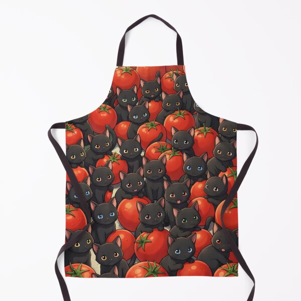 Item preview, Black Kittens and Tomatoes – Cute Cat Pattern Aesthetic designed and sold by EmeraldeaArt.