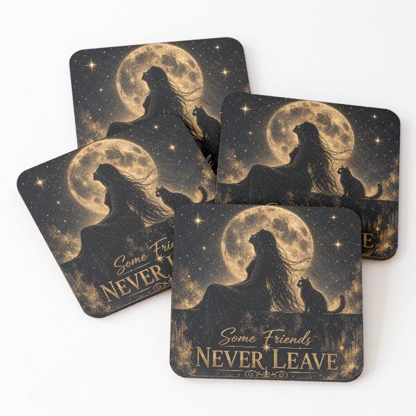 Item preview, Some Friends Never Leave - Gothic Moon & Cat Art designed and sold by thirtyonestars.