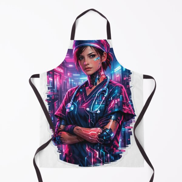 Item preview, Cyberpunk Nurse Neon Cyborg Sticker Art designed and sold by CosyCush.