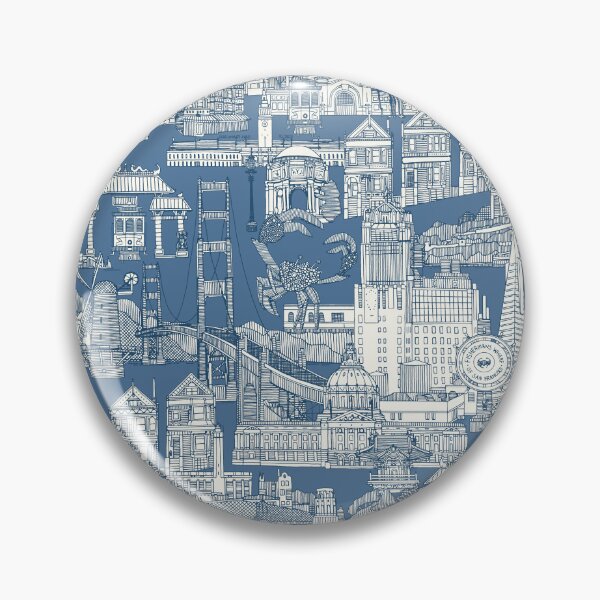Item preview, San Francisco toile cobalt denim designed and sold by scrummy.