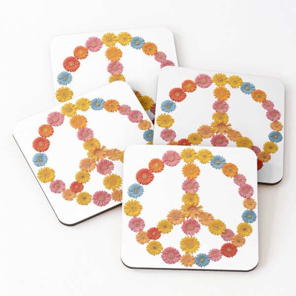 Item preview, Flower Power Peace Sign - Retro 70s Floral Art designed and sold by Melian Vintage.