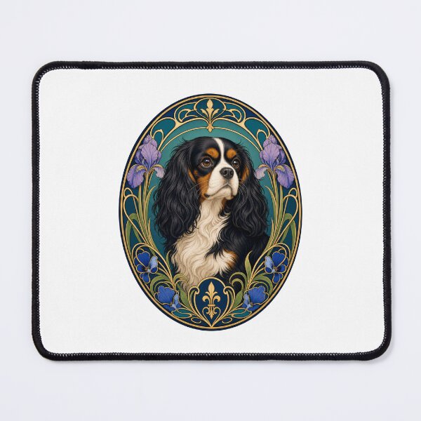 Item preview, Tricolor Cavalier King Charles Spaniel Art Nouveau designed and sold by AntiqueImages.