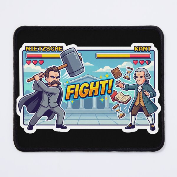 Item preview, Nietzsche vs Kant Funny Philosophy Battle Philosopher designed and sold by quackynaut.