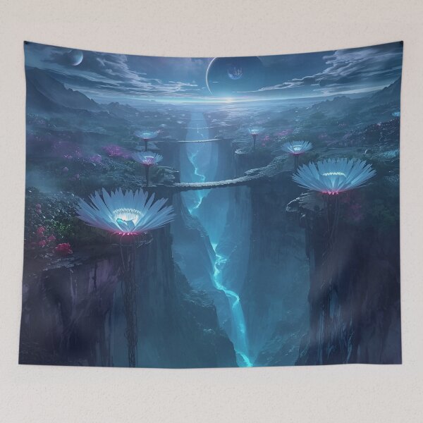 Item preview, Celestial Bloom Canyon Bioluminescent Alien Fantasy Landscape designed and sold by Luminous Wilds.