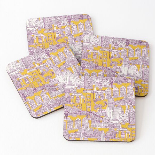 Item preview, San Francisco toile purple yellow designed and sold by scrummy.