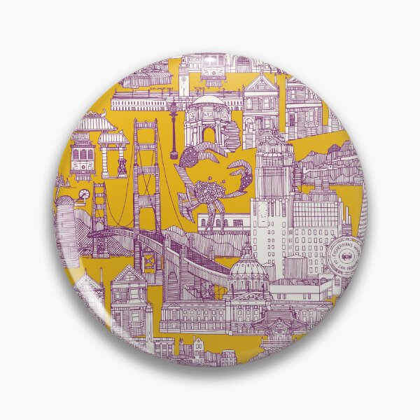 Item preview, San Francisco toile purple yellow designed and sold by scrummy.