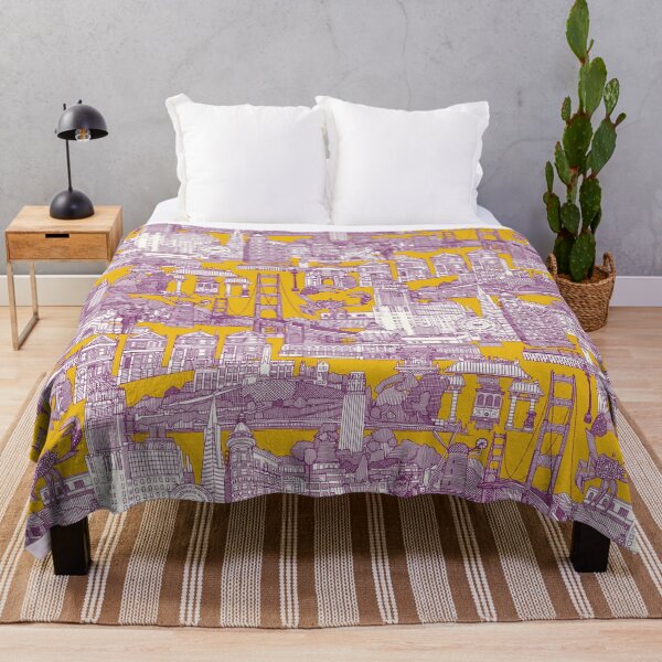 Item preview, San Francisco toile purple yellow designed and sold by scrummy.