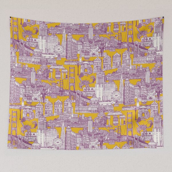 Item preview, San Francisco toile purple yellow designed and sold by scrummy.