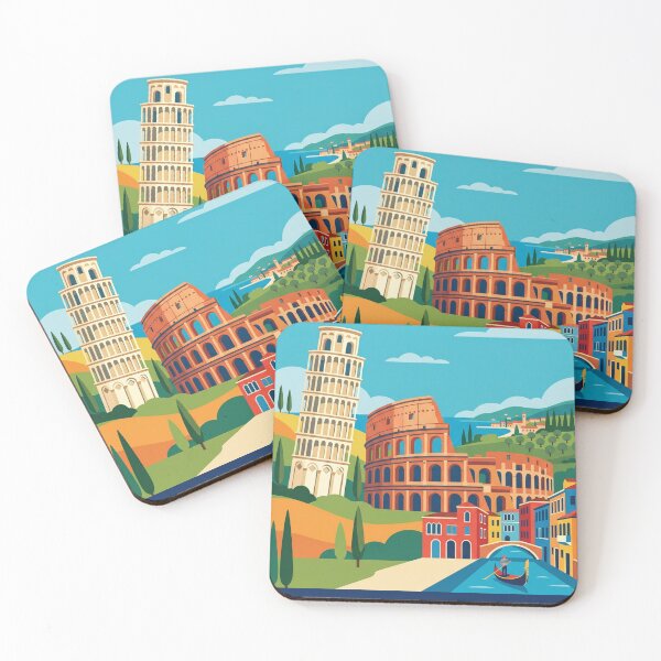 Item preview, Italy Travel Poster - Flat Retro Art Print designed and sold by cocakoki.