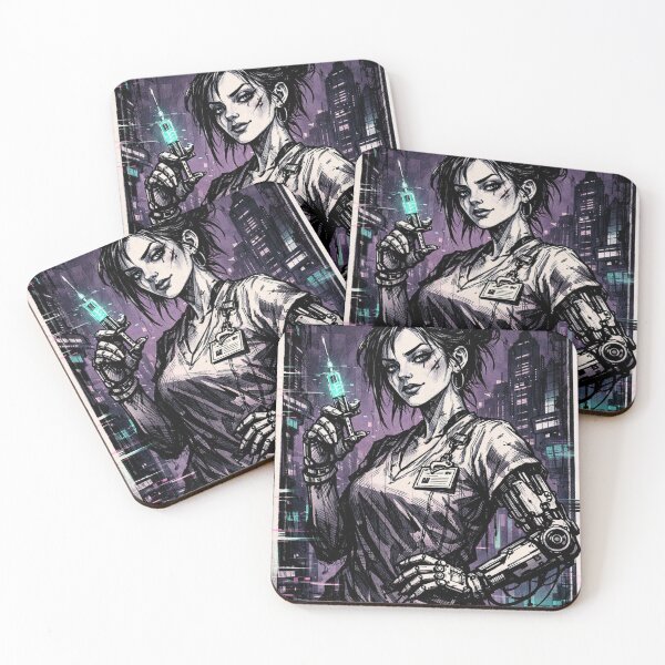 Item preview, Gothic Cyberpunk Nurse Dark Art Print designed and sold by CosyCush.