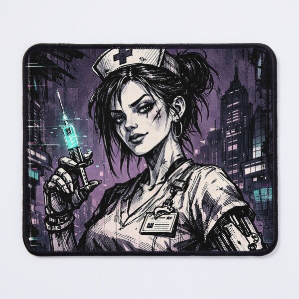 Item preview, Gothic Cyberpunk Nurse Dark Art Print designed and sold by CosyCush.