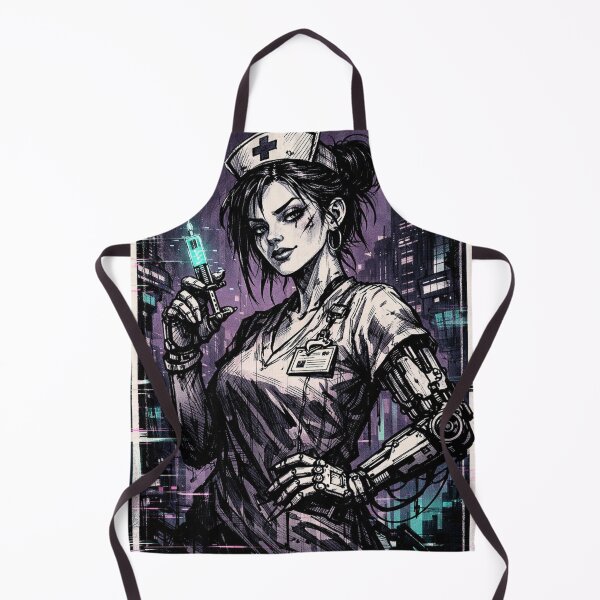Item preview, Gothic Cyberpunk Nurse Dark Art Print designed and sold by CosyCush.