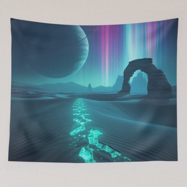 Item preview, Aurora Ring Desert Sci-Fi Fantasy Alien Landscape designed and sold by Luminous Wilds.