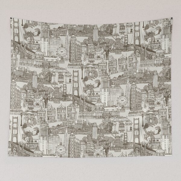 Item preview, San Francisco toile tea brown strong white designed and sold by scrummy.