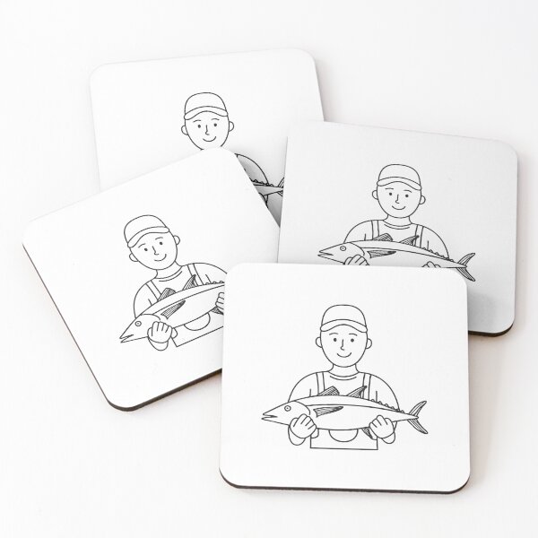 Item preview, Fisherman Wearing Gloves Holding Tuna designed and sold by rasagamastore.