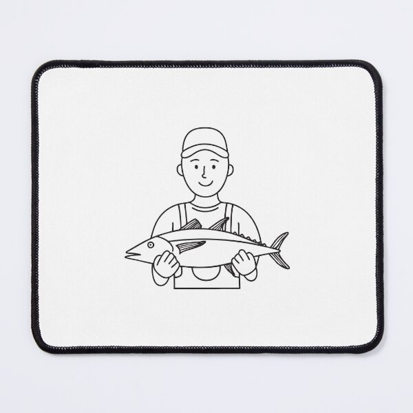 Item preview, Fisherman Wearing Gloves Holding Tuna designed and sold by rasagamastore.