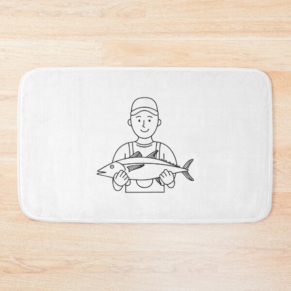Item preview, Fisherman Wearing Gloves Holding Tuna designed and sold by rasagamastore.