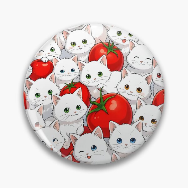Item preview, White Kittens and Tomatoes – Cute Cat Pattern Aesthetic  designed and sold by EmeraldeaArt.