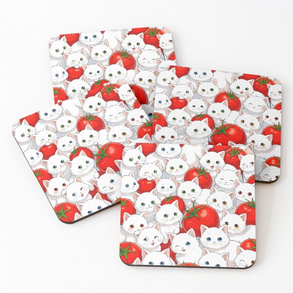 Item preview, White Kittens and Tomatoes – Cute Cat Pattern Aesthetic  designed and sold by EmeraldeaArt.