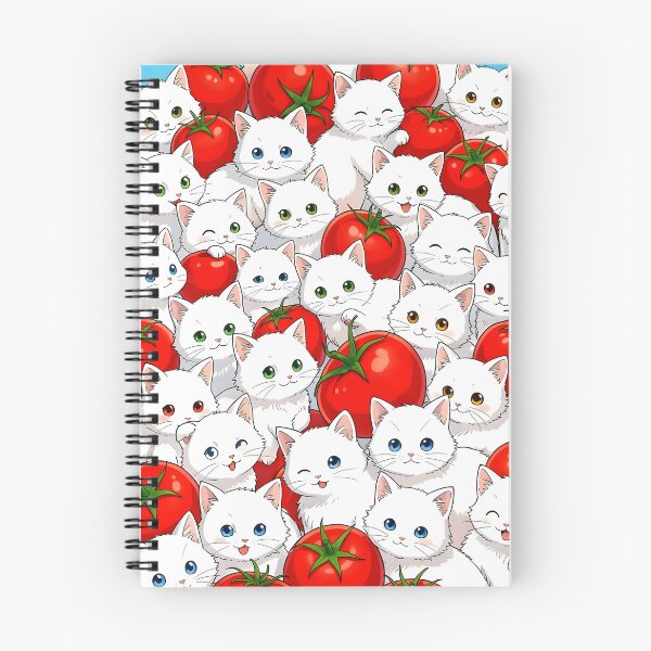 Item preview, White Kittens and Tomatoes – Cute Cat Pattern Aesthetic  designed and sold by EmeraldeaArt.