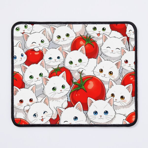 Item preview, White Kittens and Tomatoes – Cute Cat Pattern Aesthetic designed and sold by EmeraldeaArt.