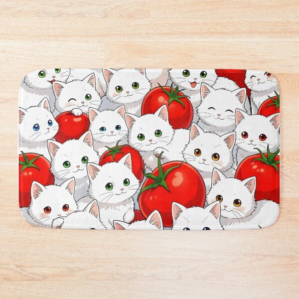 Item preview, White Kittens and Tomatoes – Cute Cat Pattern Aesthetic  designed and sold by EmeraldeaArt.