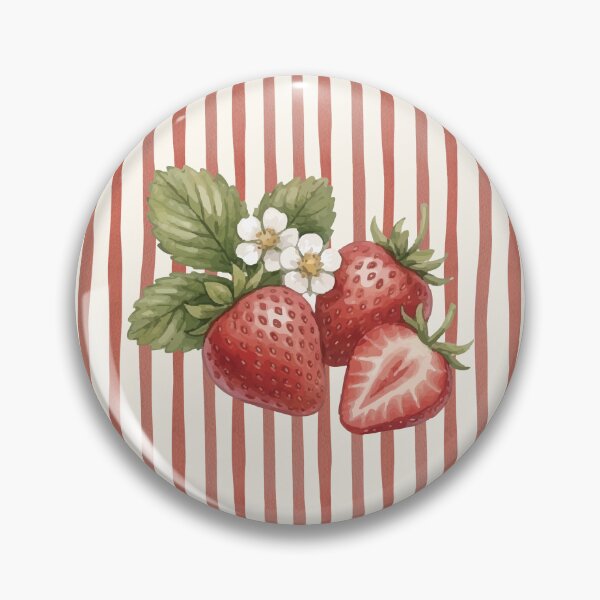 Item preview, ​Watercolor Strawberry Blossom on Striped Background designed and sold by HBBS DESIGNS.