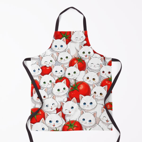 Item preview, White Kittens and Tomatoes – Cute Cat Pattern Aesthetic designed and sold by EmeraldeaArt.