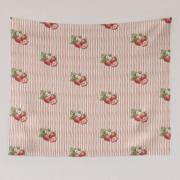 Item preview, ​Watercolor Strawberry Blossom on Striped Background designed and sold by HBBS DESIGNS.