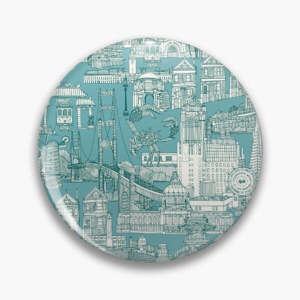 Item preview, San Francisco toile viridian turquoise blue designed and sold by scrummy.