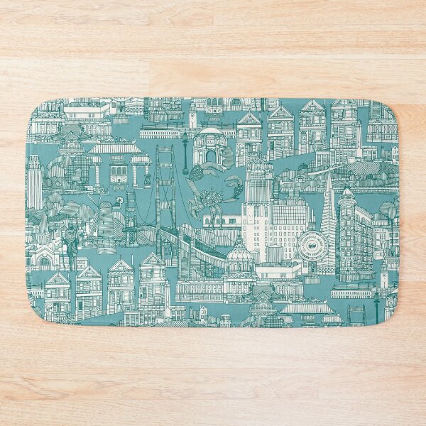 Item preview, San Francisco toile viridian turquoise blue designed and sold by scrummy.