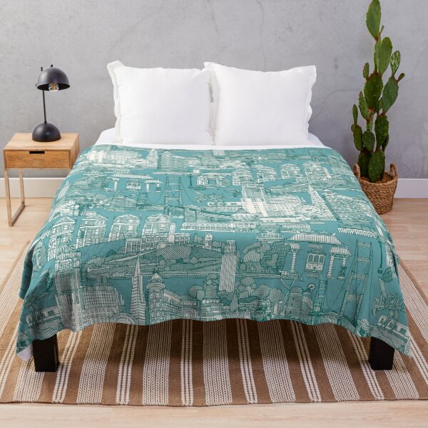 Item preview, San Francisco toile viridian turquoise blue designed and sold by scrummy.