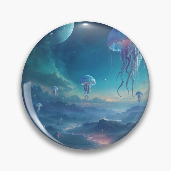 Item preview, Floating Jellyfish Kingdom Bioluminescent Alien Landscape designed and sold by Luminous Wilds.