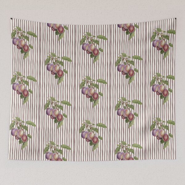 Item preview, ​Watercolor Plum Branch on Striped Background designed and sold by HBBS DESIGNS.