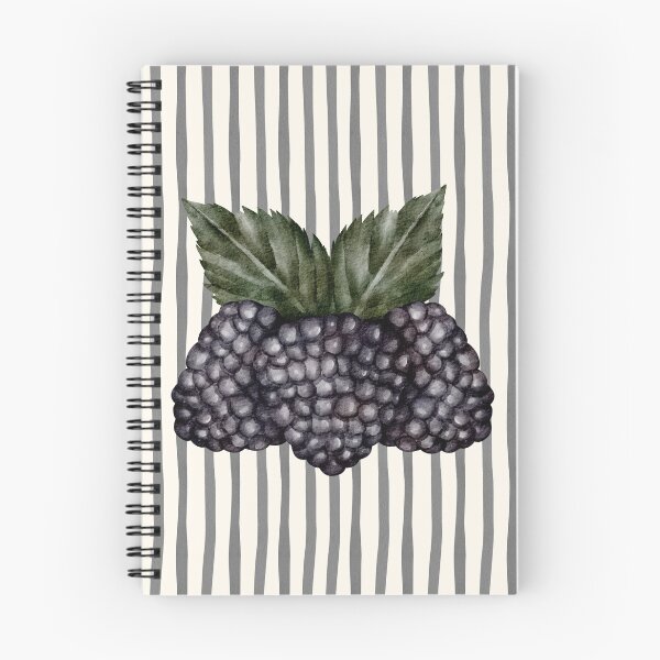 Item preview, ​Watercolor Blackberry Bunch on Striped Background designed and sold by HBBS DESIGNS.
