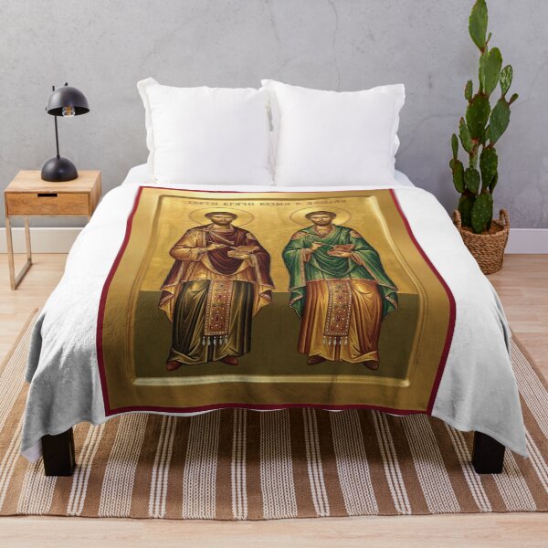 Item preview, Holy Unmercenary Healers Cosmas and Damian,Sveti Vraci Kozma i Damjan orthodox icon designed and sold by ikonesrb.