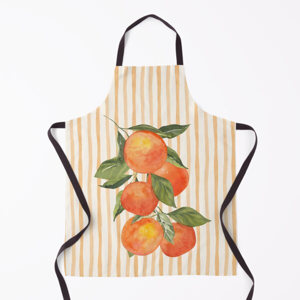 Item preview, Watercolor Tangerine Branch on Striped Background designed and sold by HBBS DESIGNS.