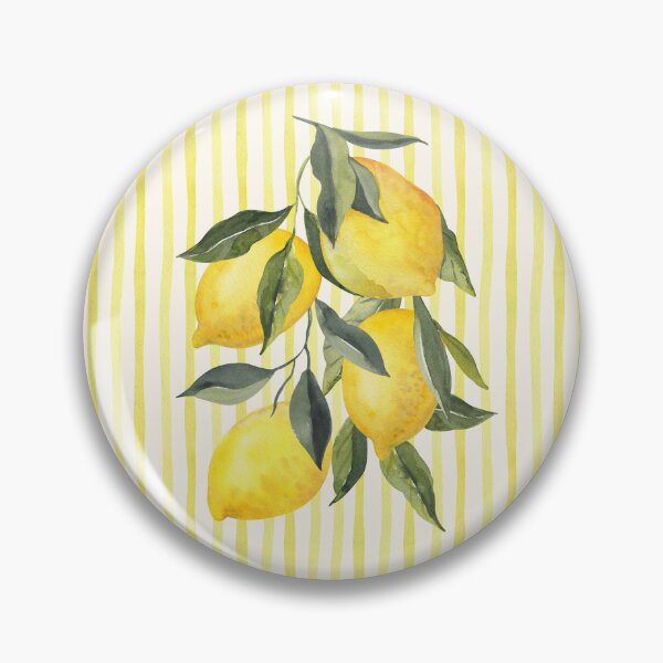 Item preview, Watercolor Lemons on Yellow Stripes Art designed and sold by HBBS DESIGNS.