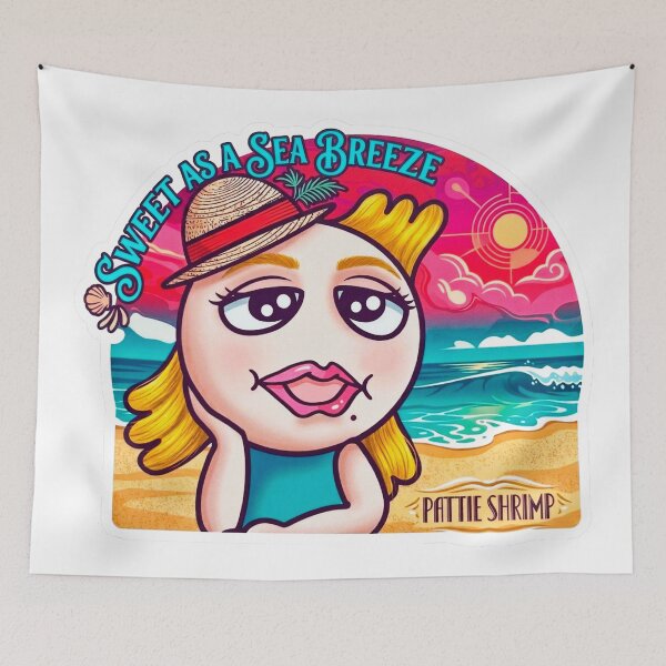 Item preview, Pattie Shrimp: Princess of the Shrimp Kingdom - Coastal Retro Vibe designed and sold by Surreal Characters & Cute Pups.